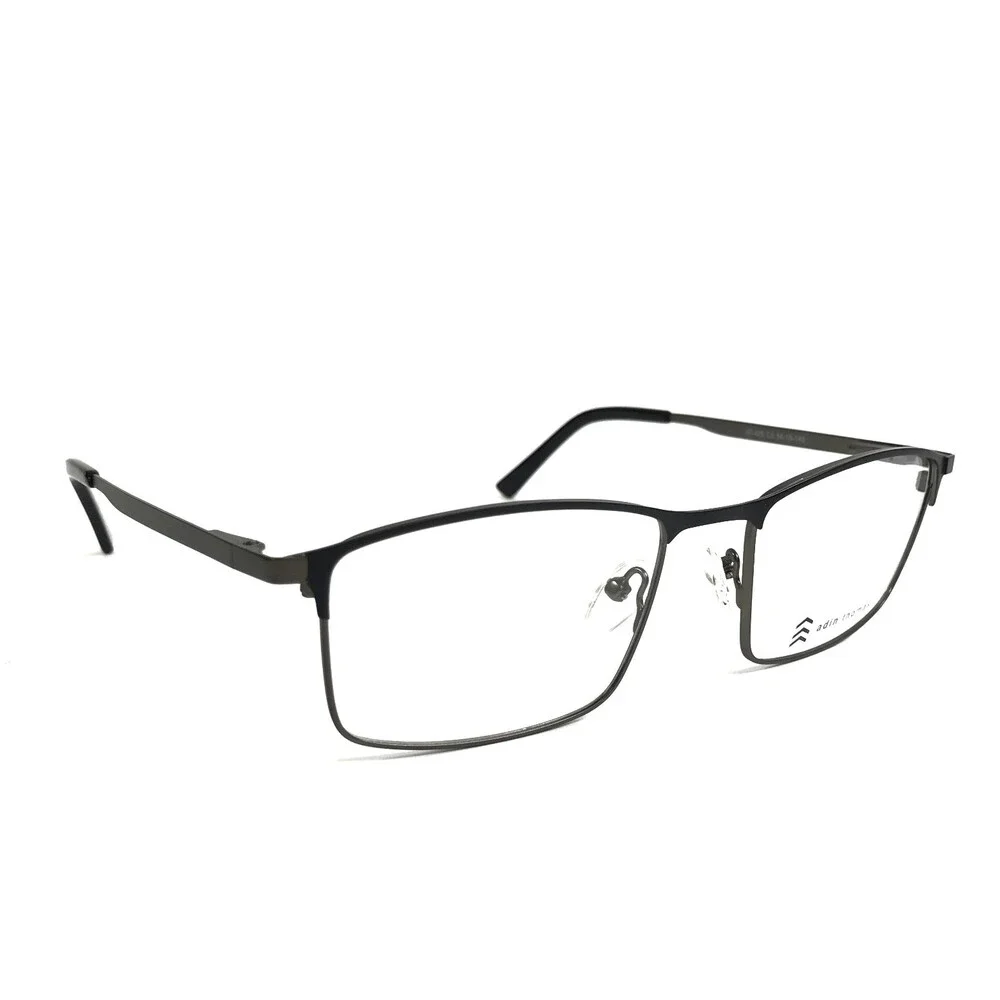 Adin Thomas Eyeglasses Frames AT-456 C3 Black Gray Rectangle Full Rim 54-18-140